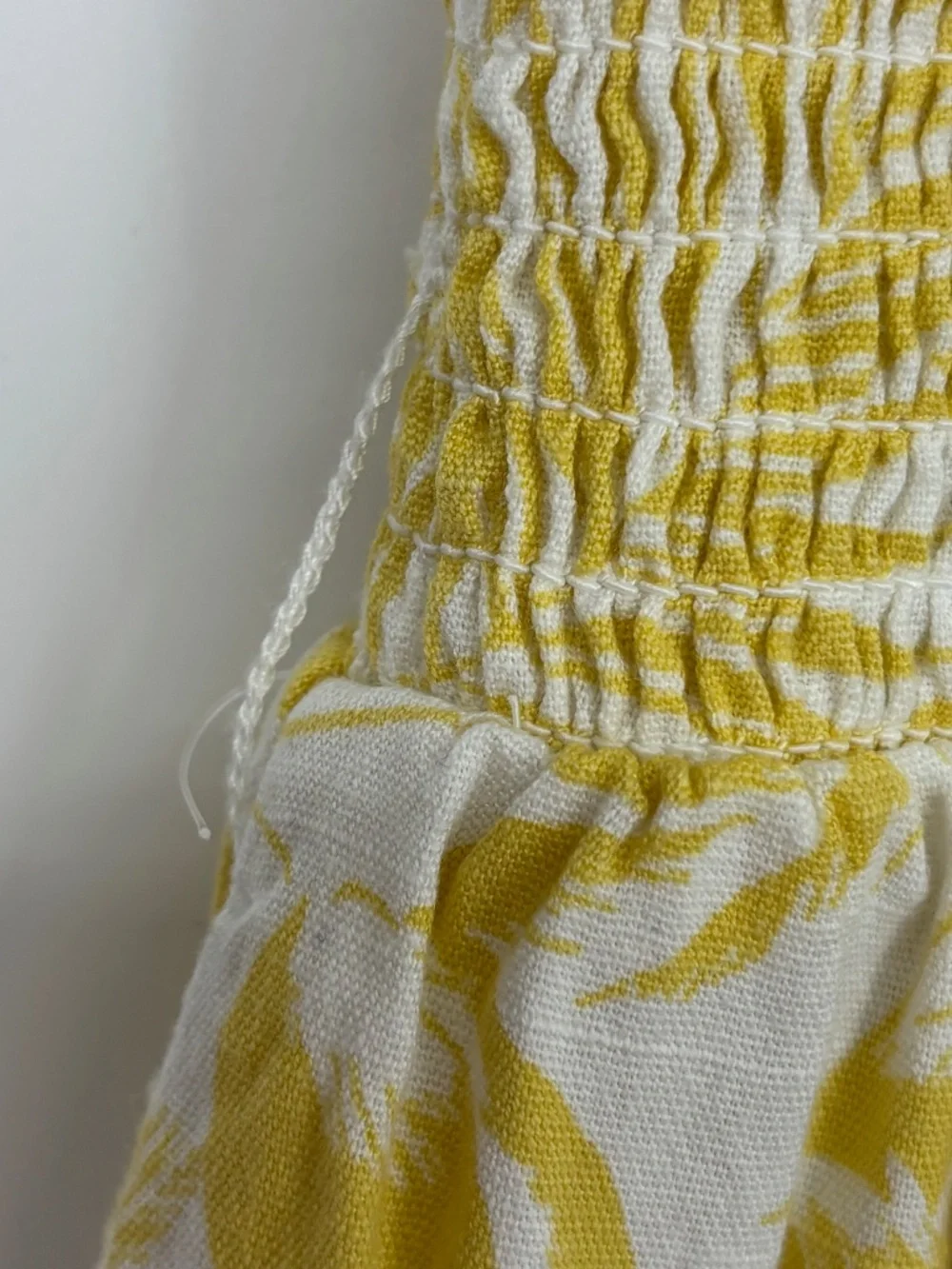 Billabong Womens Large Strapless Jumpsuit Yellow White Tropical Floral Wide Leg - Picture 12 of 12